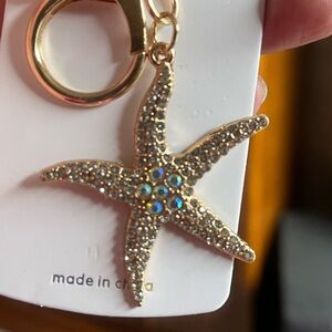 Starfish Gold Keychain with‎ Rhinestones
